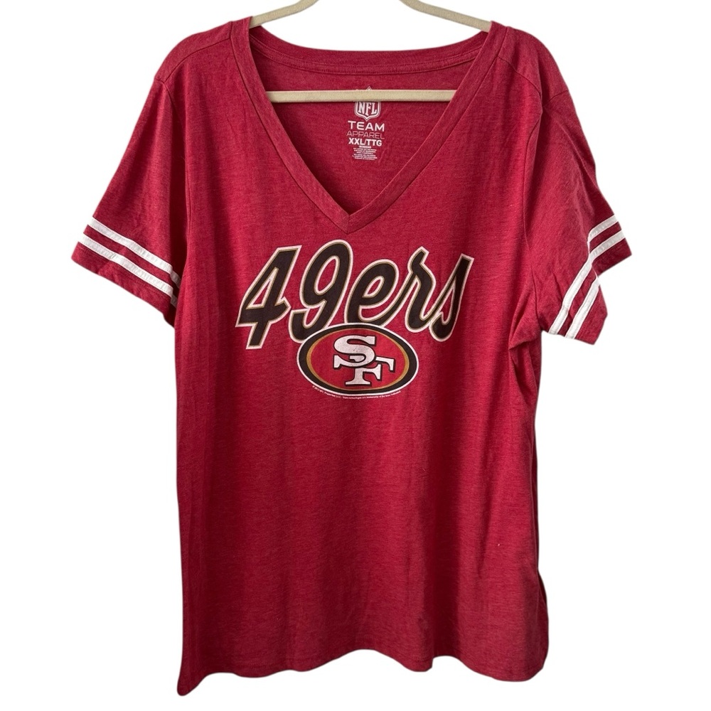 NFL Team San Francisco 49ers XXL V-Neck Red Short Sleeve Graphic Football